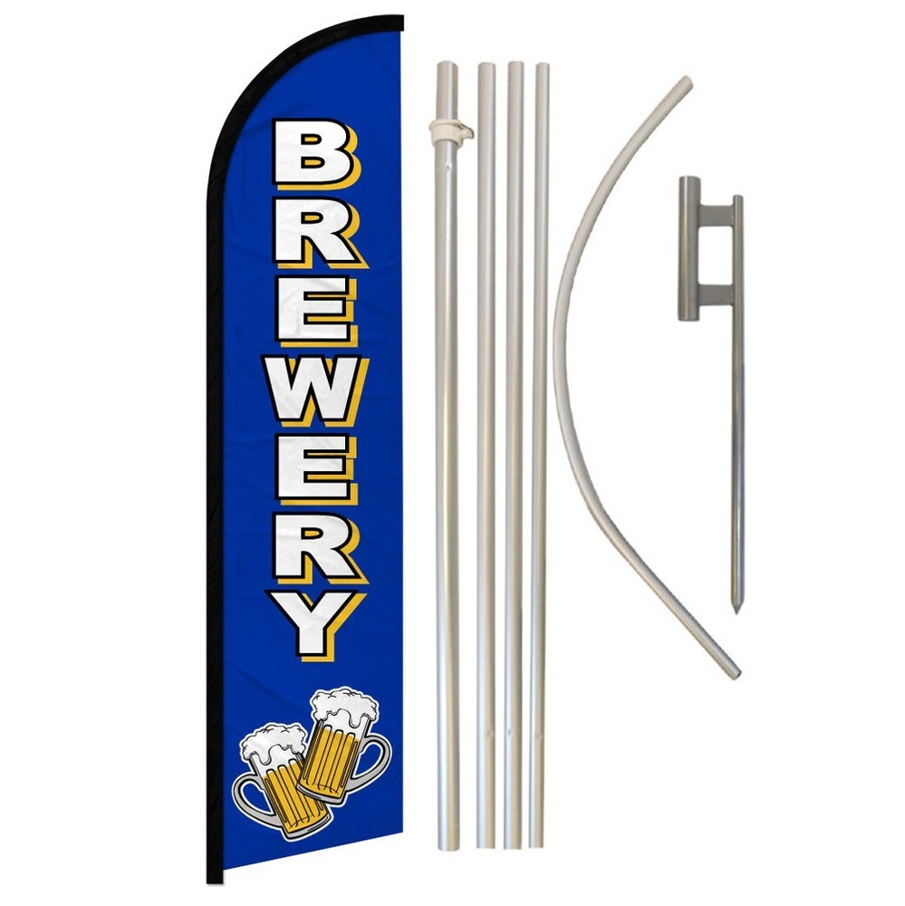 Brewery Full Curve Windless Swooper Flag & Pole Kit for Bars