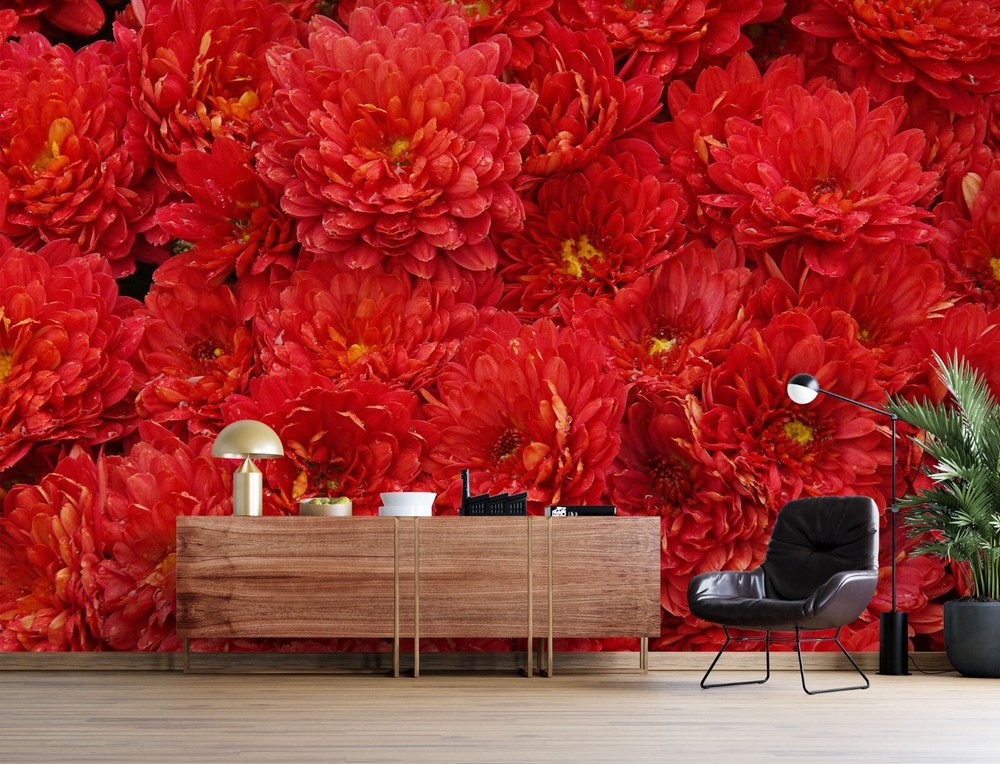 3D Red Flowers ZHUA7402 Wallpaper Wall Murals Removable Self-adhesive Ann