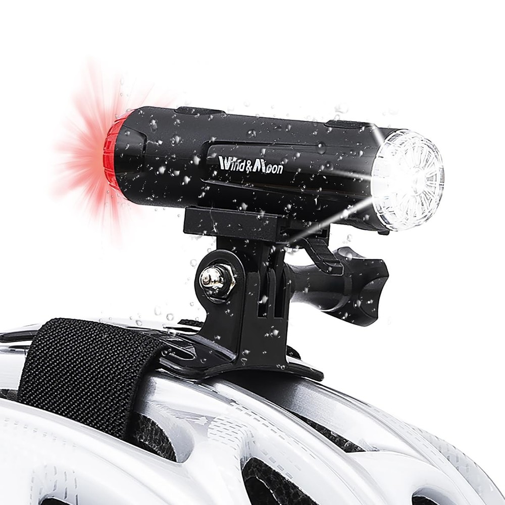 2-in-1 Bike Helmet Light with Front Headlight and Rear Taillight for Cycling Safety