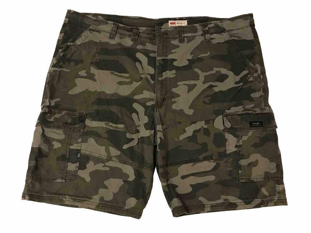 Wrangler Cargo Camo Shorts Mens 48 x 10 Ripstop Relaxed Green Grunge High Rise