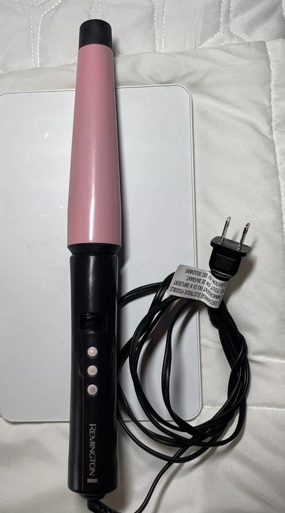 Remington Pro Pearl Ceramic Conical Curling Wand with Digital Controls in Black Pink