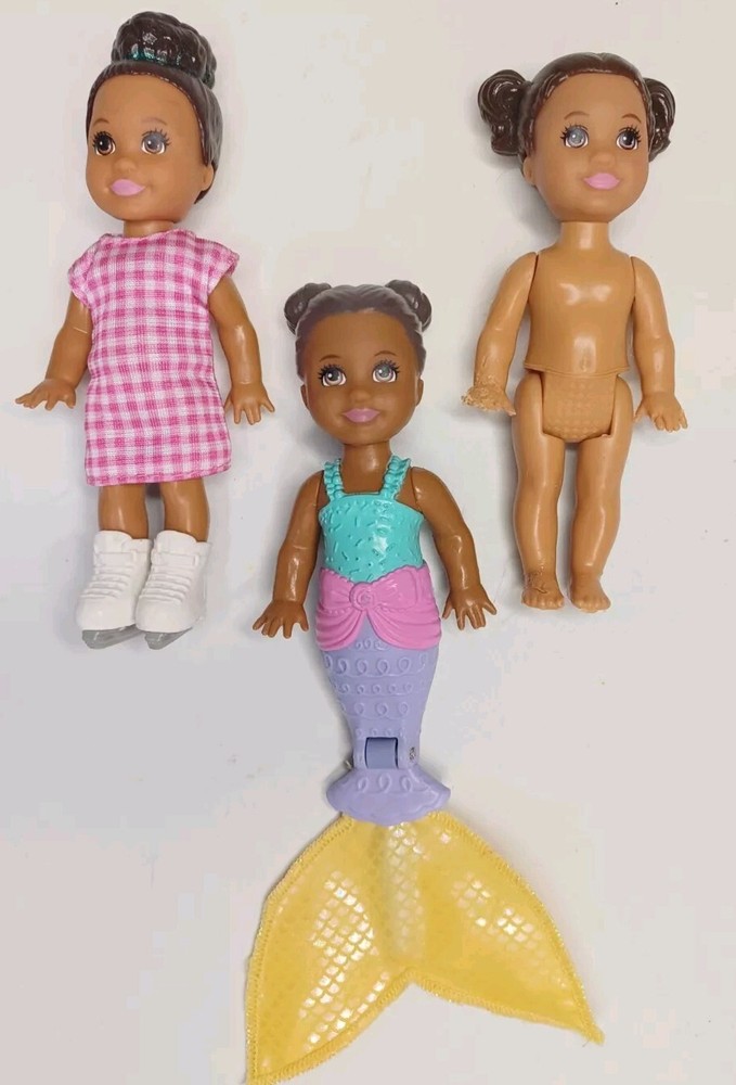 Barbie Kelly Dolls Mermaid & Ice Skater & 1 Vtg 94'  & more Lot of 3