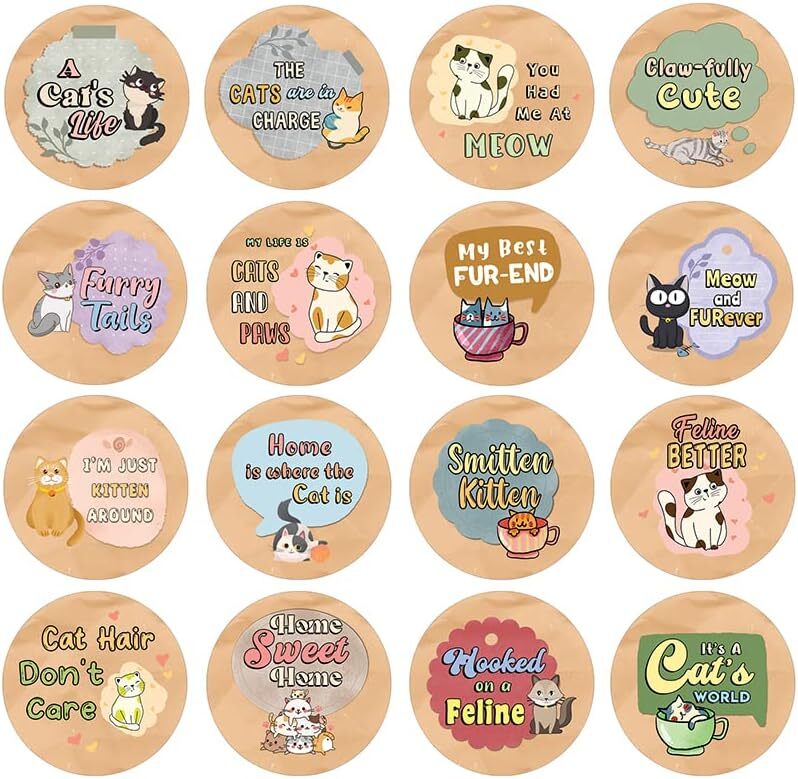 Sassy Cats Stickers – 5 Sets with 16 Unique Designs
