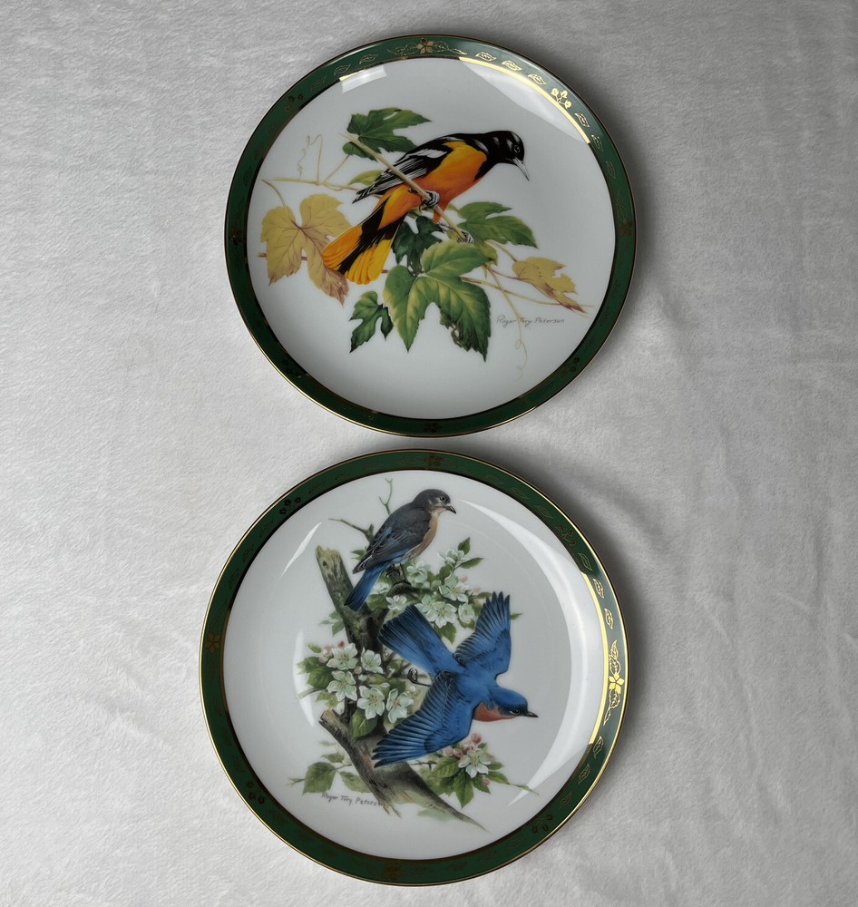 Danbury Mint Roger Tory Peterson Songbirds Plates Set of 2 Made In USA