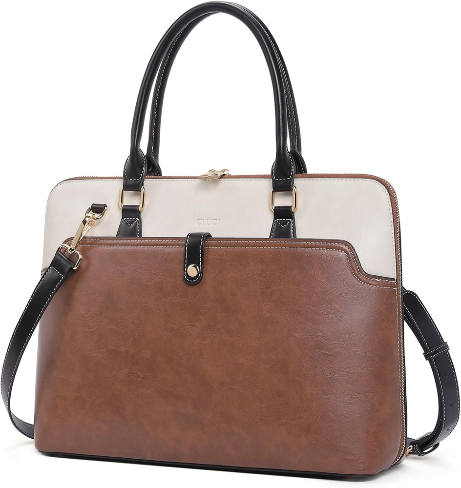 Leather Briefcase for Women 15.6 Inch Laptop Business Vintage Slim Ladies Should