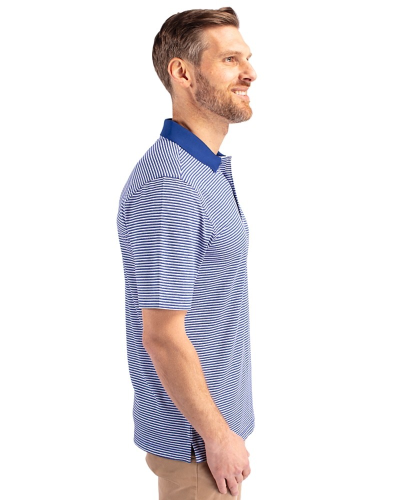 Cutter & Buck CB DryTec Moisture Wicking Men's 3XT Blue White Striped Polo Shirt