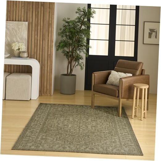 Tulum Olive 5x7 Area Rug Easy Clean Non Shedding for Bedroom Living Room