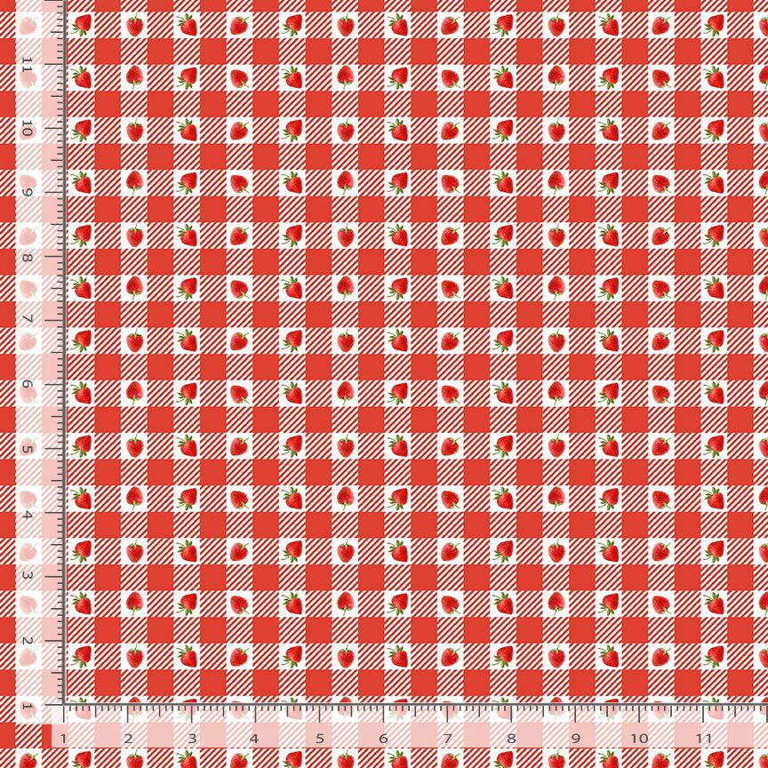 Berry Sweet Strawberry Gingham Plaid Red Fabric by Timeless Treasures