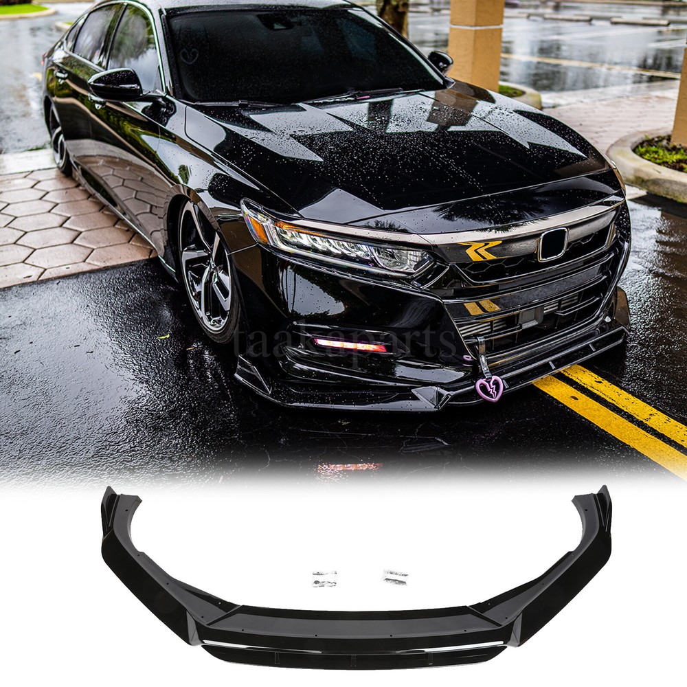 Glossy Black Front Bumper Lip Splitter Spoiler For Honda Accord Sport 18-20