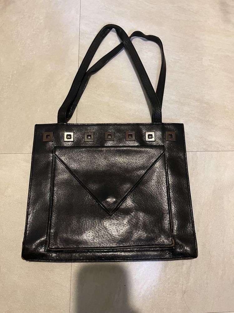 YSL Cassandra Black Leather Shoulder Bag Authentic F06222007