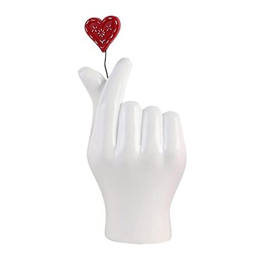 Love Gesture Single Hand Statue Gold Decorations, Modern Art Resin Snow White