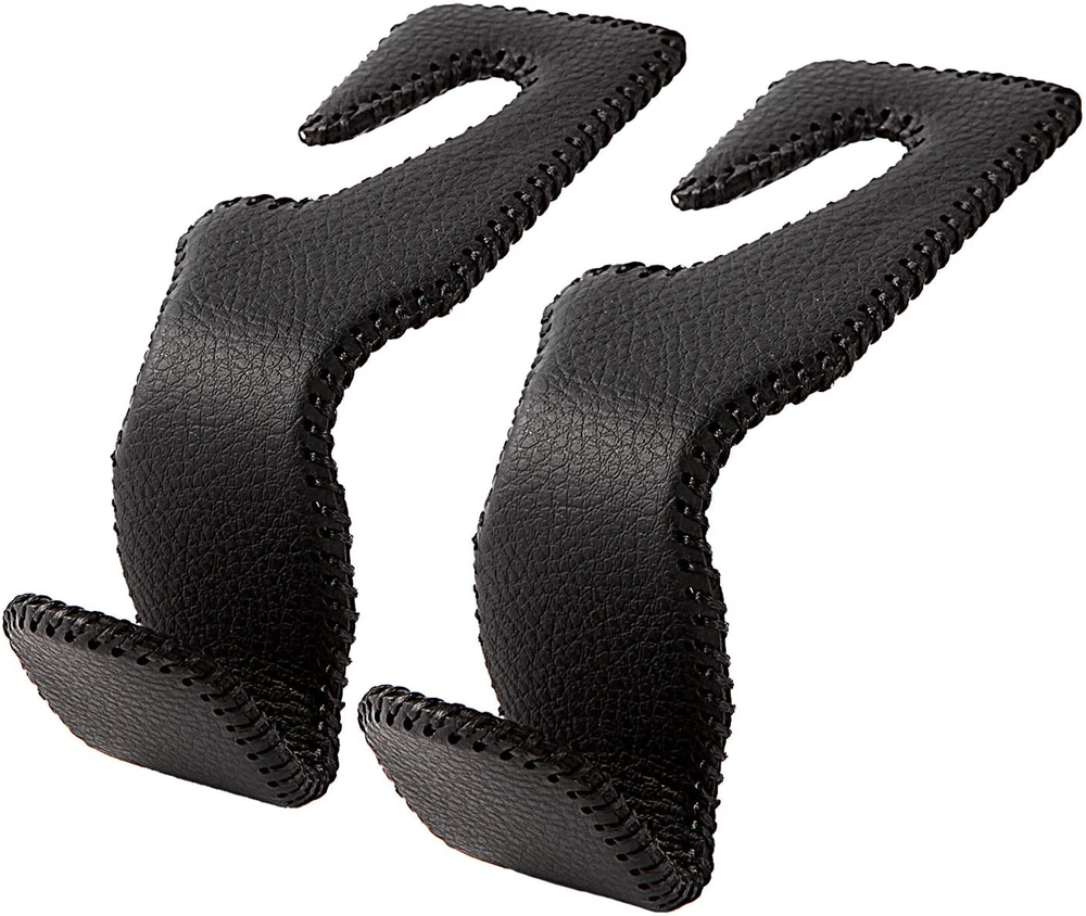 Headrest Hooks for Car, Back Seat Organizer Black Leather Hanger Holder Hook, fo