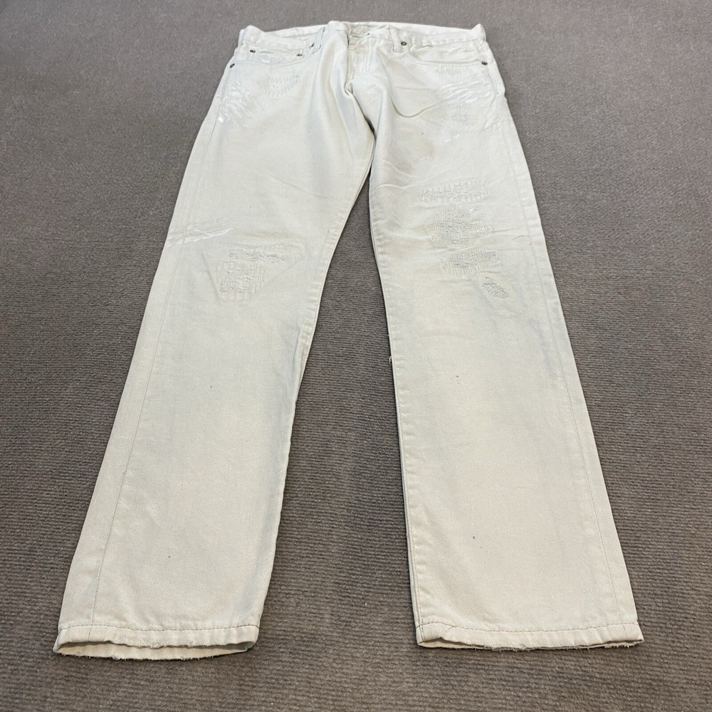Ralph Lauren Sullivan Slim Jeans 33x32 Distressed Off White Washed Denim