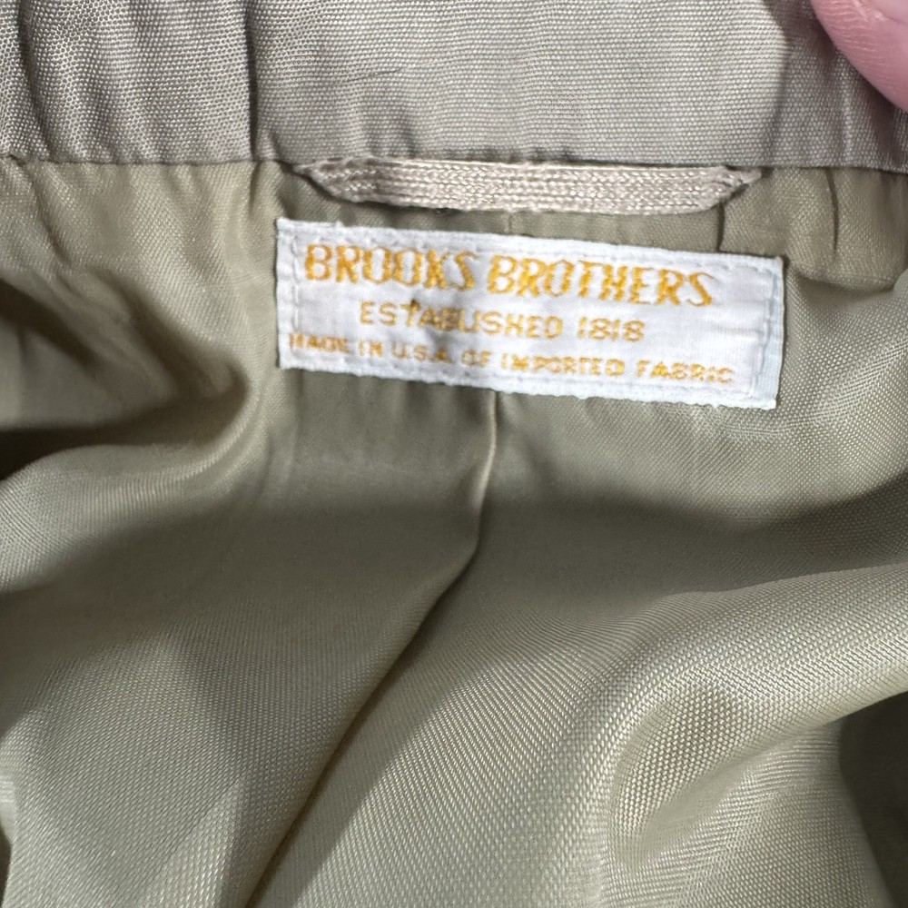 Vintage Khaki Tan Chino Brooks Brothers Cotton Blazer Sport Coat  44R