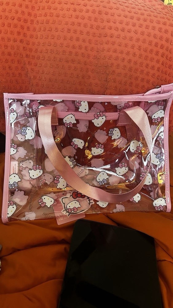 Hello Kitty Large Pink Clear Jelly Tote Bag 13x10 4.9oz Sanrio NWT