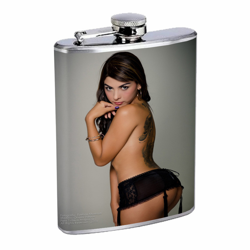Colombian Pin Up Girls D2 Flask 8oz Stainless Steel Hip Drinking Whiskey