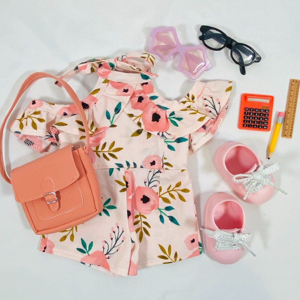 Handmade Pink Floral Romper for 18