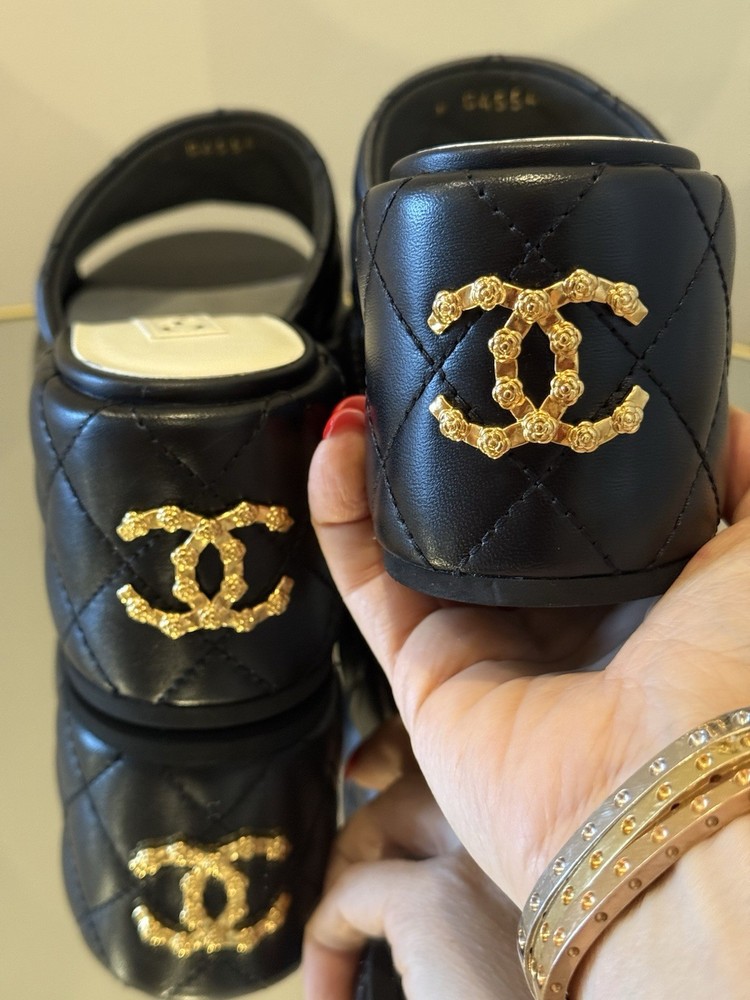 CHANEL Dad CC Logo Platform Wedges in Size 37.5