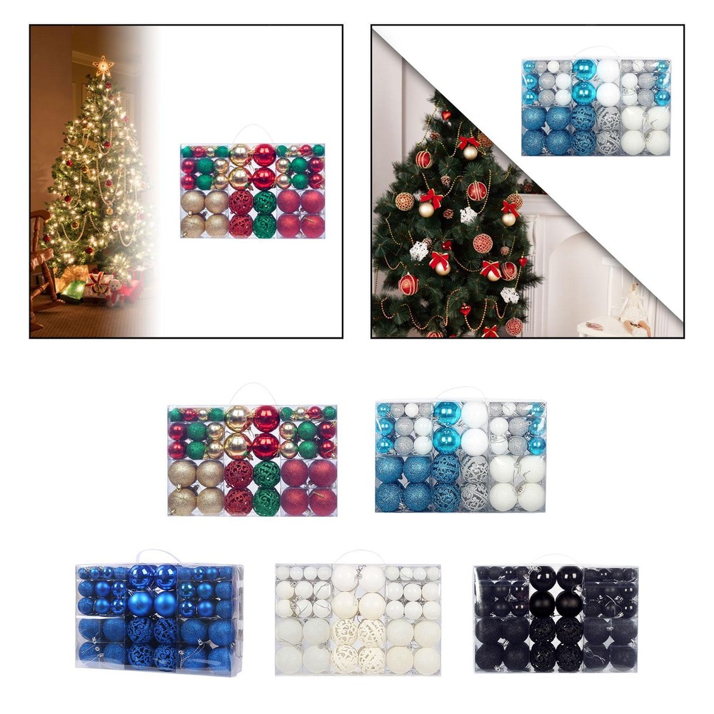 100Pcs Christmas Balls Colorful Ornaments Set Baubles Pendants Decoration