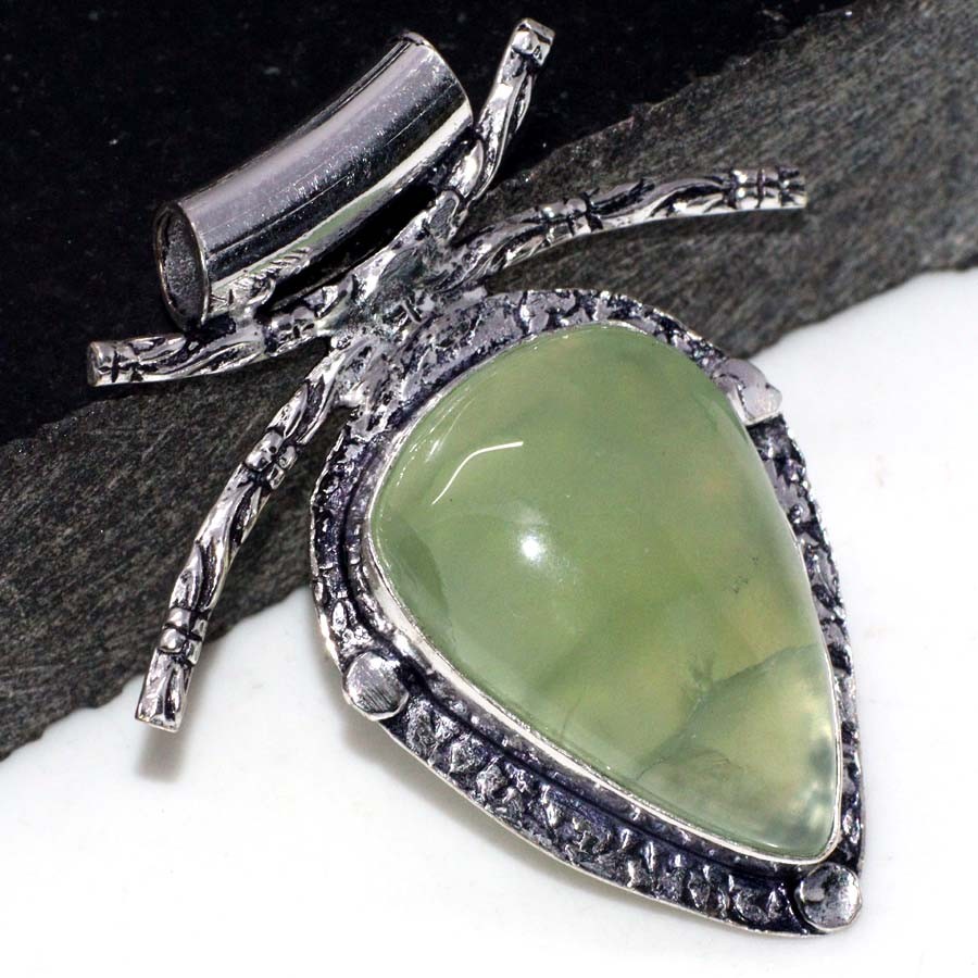 Moss Prehnite 925 Silver Plated Pendant New Arrival 1.7 Inch Promise Gift Jewelry