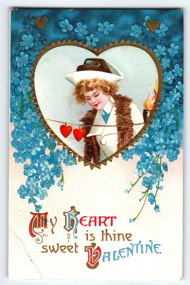 Valentines Day Postcard My Heart Is Thine Ellen Clapsaddle Germany Embossed