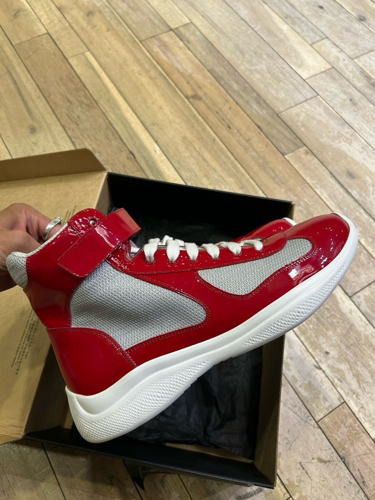 PRADA America’s Cup Size 9.5 Red Silver High Top Sneakers