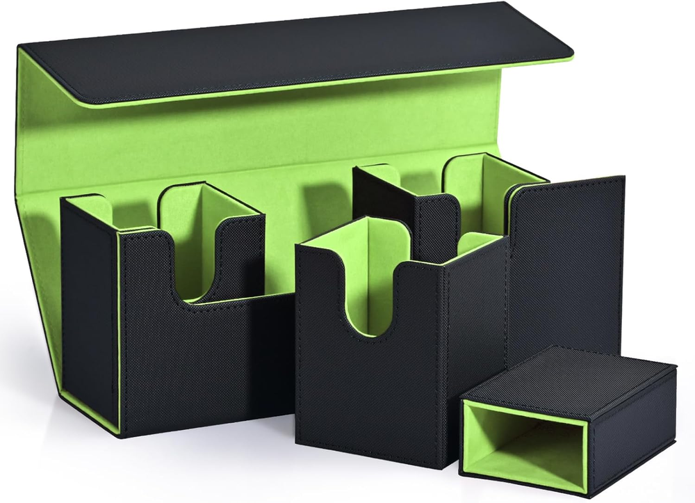 4-in-1 MTG Card Storage Box with Dice Tray Holds 510+ Unsleeved Cards