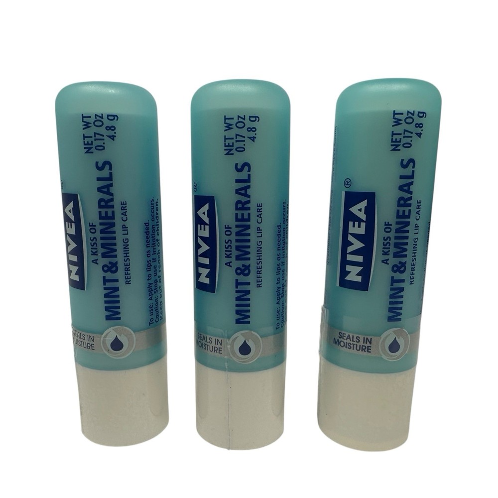 Lot of 3 NIVEA Mint & Minerals Lip Balm - Discontinued Formula - Made in Germany