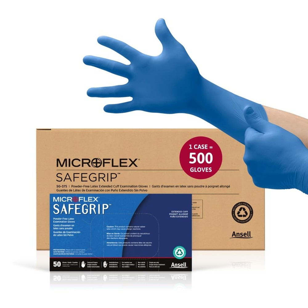 Ansell SAFEGRIP PF Latex Gloves Small 50 Pack  