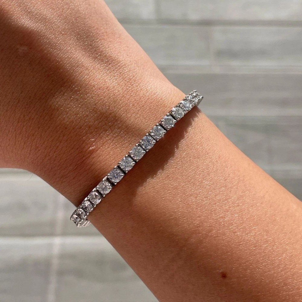 Cyber Monday ! 10Ct Round Lab Grown Diamond Tennis Bracelet 14K White Gold 8