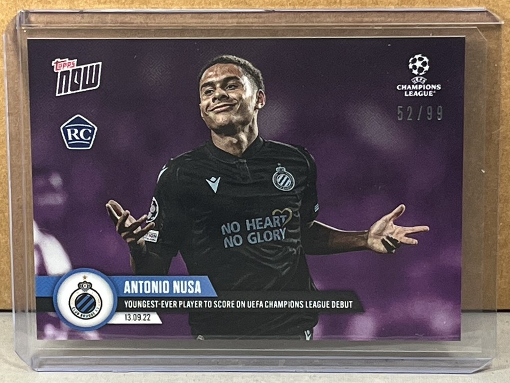 2022 TOPPS NOW UEFA #20 ANTONIO NUSA ROOKIE BRUGGE debut Purple Parallel 52/99