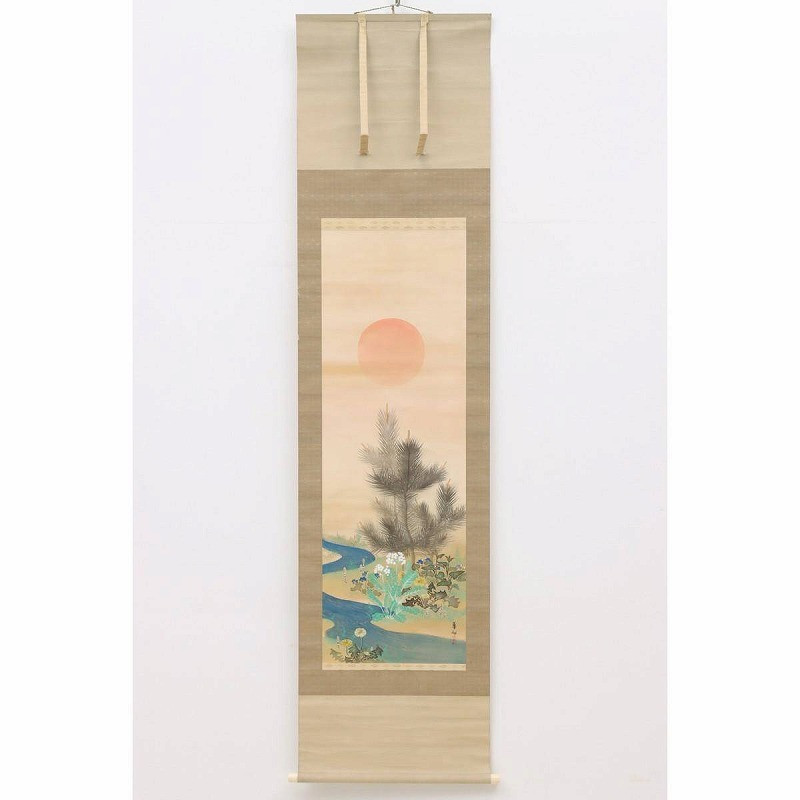 Gh21-9387 Tom Shinsei Suzuki Hanazon Hanging Scroll Silk Handwritten Coloring Si