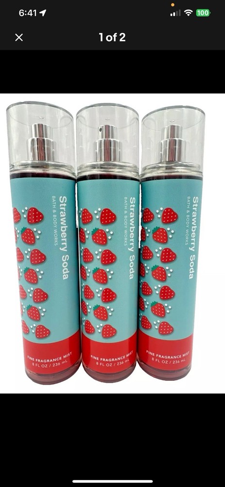 3 Bath & Body Works  Strawberry Soda Fine Fragrance Mist Spray 8 oz each New!