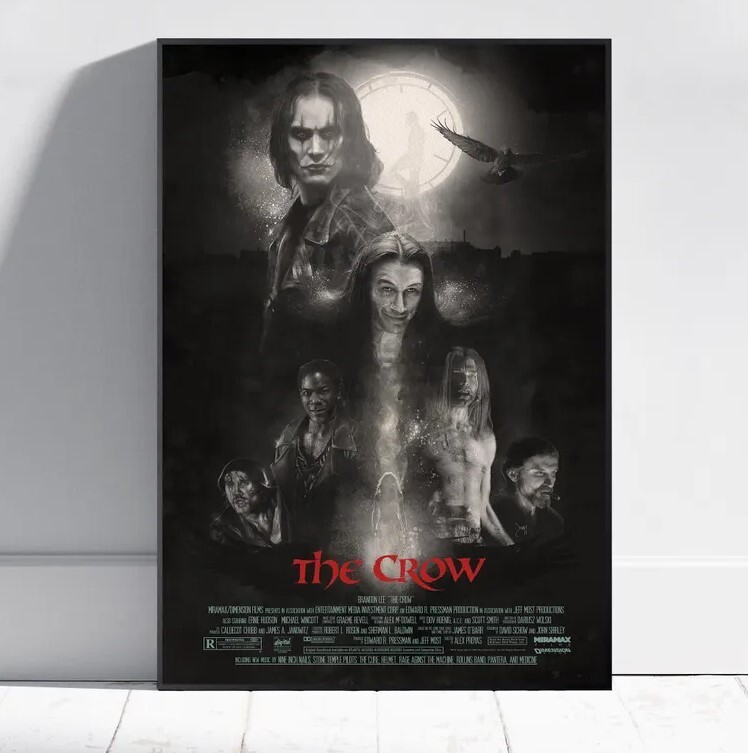 The Crow Poster, Brandon Lee Wall Art, Rolled Canvas Print, Movie Poster