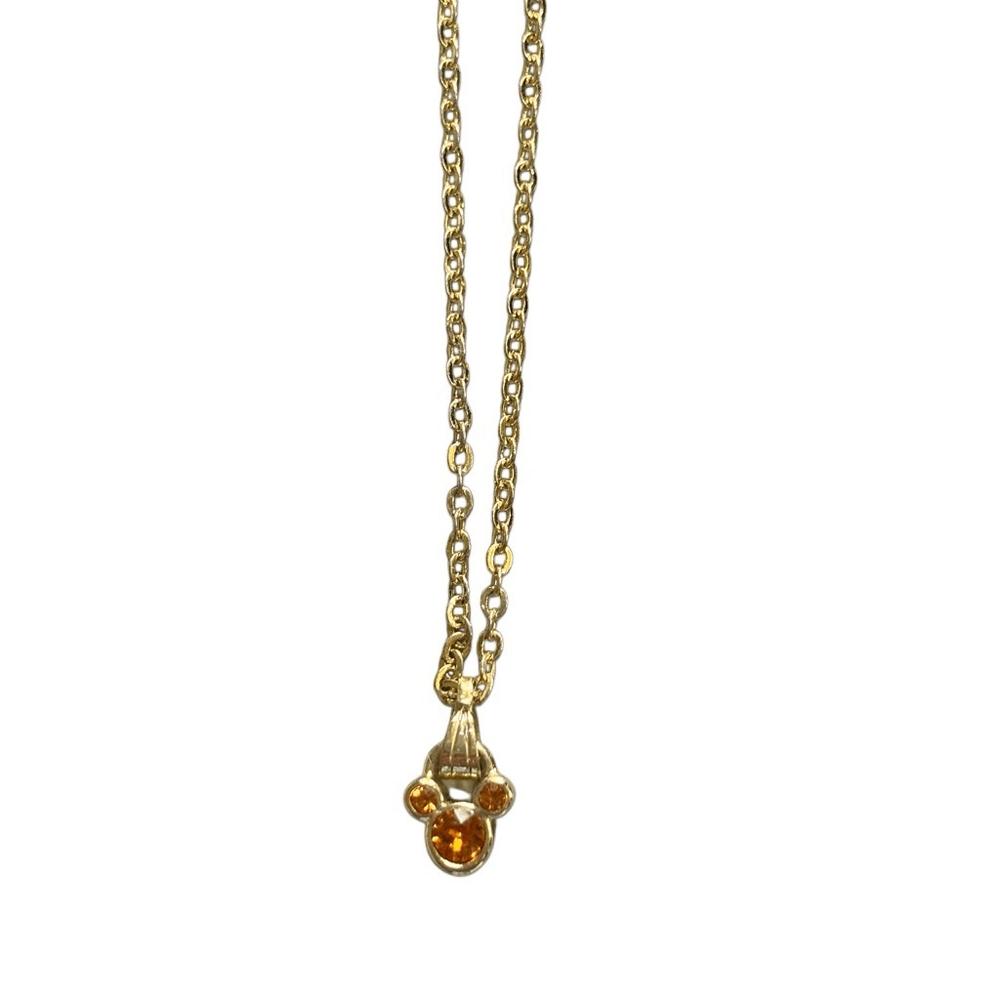 Disney Mickey Mouse Yellow Topaz November Birthstone Gold Necklace