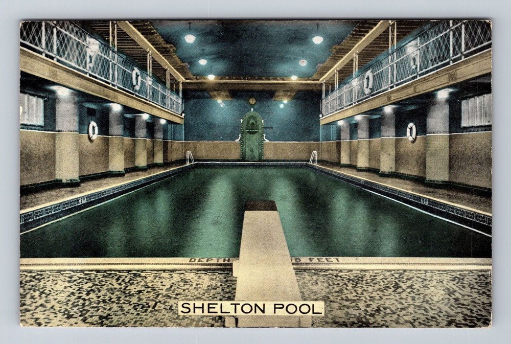 New York City NY, Pool, Shelton Hotel, Souvenir, Vintage c1947 Postcard