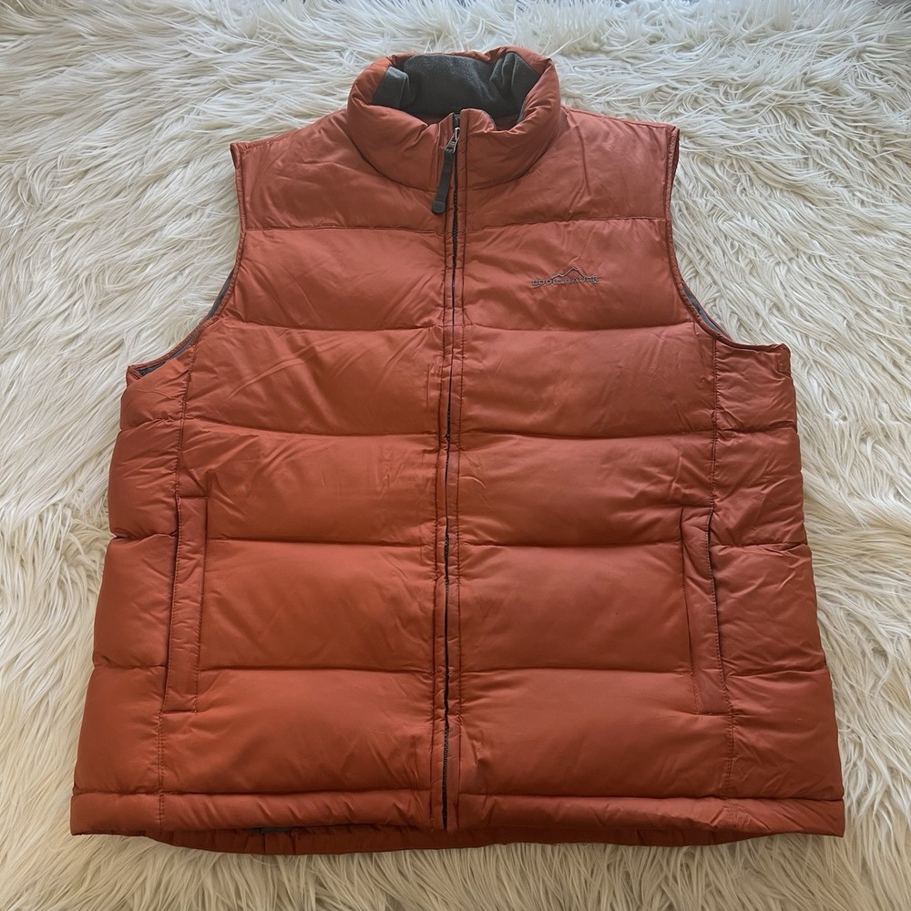 Eddie Bauer Goose Down Full-Zip Lightweight Puffer Vest Orange Hunting Men’s L