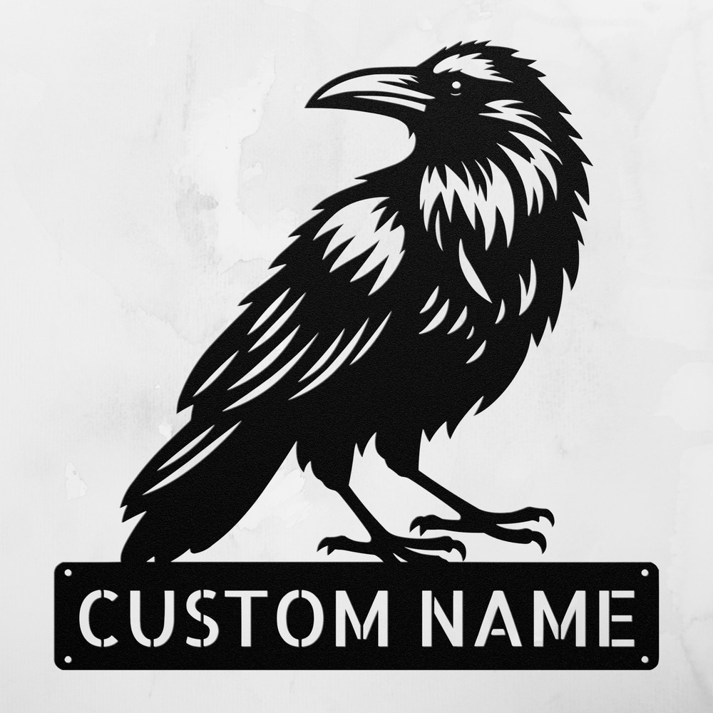 Custom Raven Bird Metal Sign Unique Decor Wall Art Gift for Bird Lovers