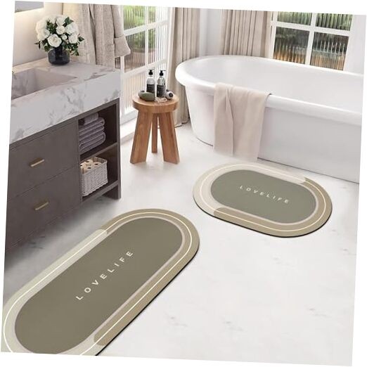 Quick-Drying Non-Slip Rubber Bath Mat Super Absorbent for Bathroom