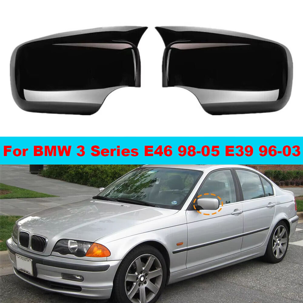 For BMW 3 Series E46 98-05 E39 96-03 2x Rearview Side Mirror Cover Wing Cap Trim