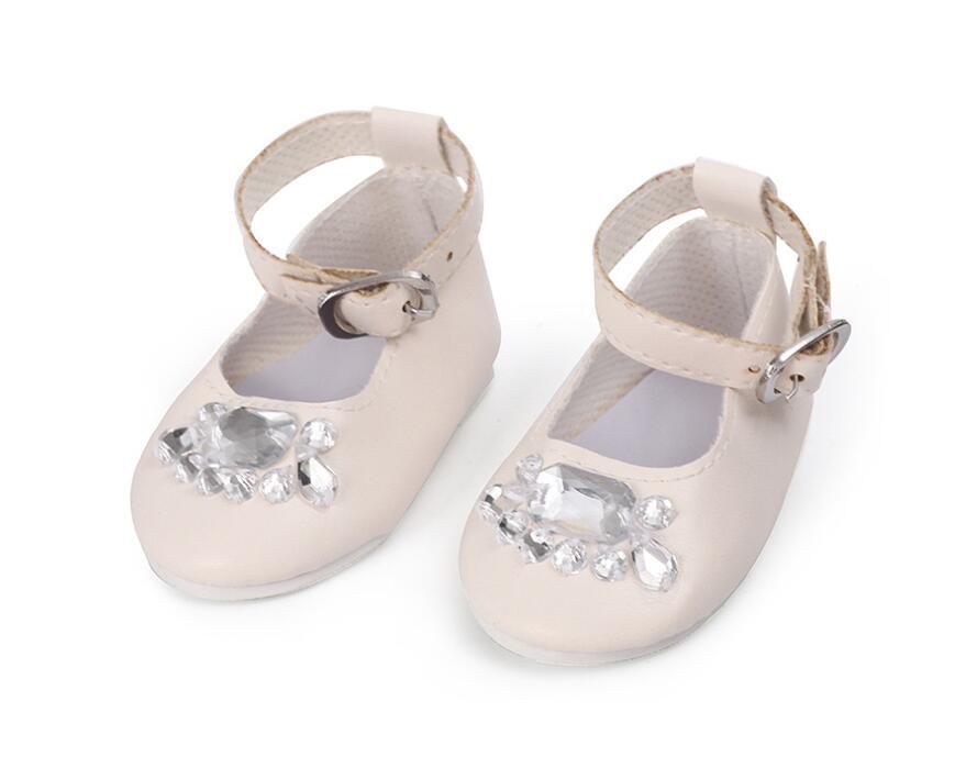 Diamond studded white shoes made for 18'' American girl flats meet outfit