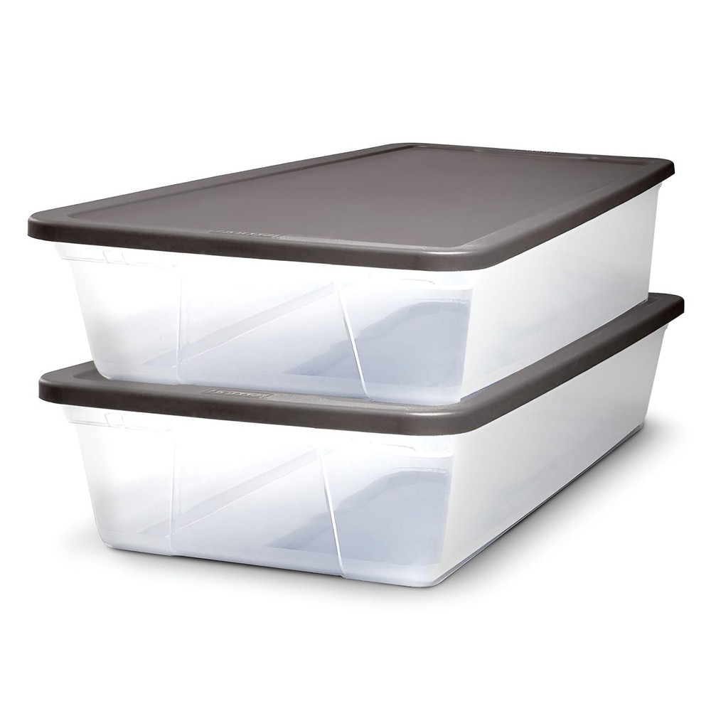 2-Pack Snaplock, Small Clear Plastic Storage Organizer Bins w/ Lids, 28 Quart...
