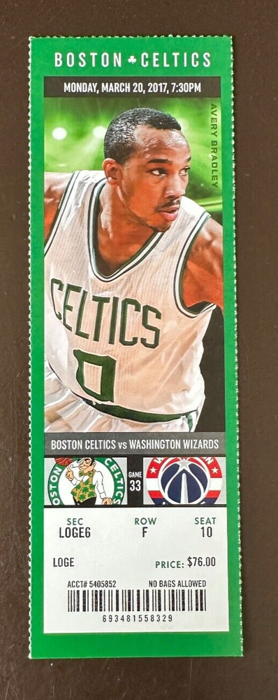 Boston Celtics 3/20/2017 NBA ticket stub vs Washington Wizards