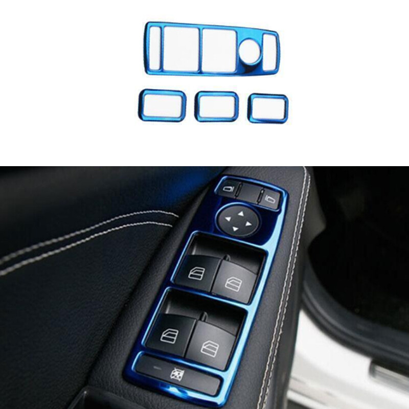 Blue Steel Window Lift Lock Switch Panel Trim 4X For Benz A-Class W177 2019-2022