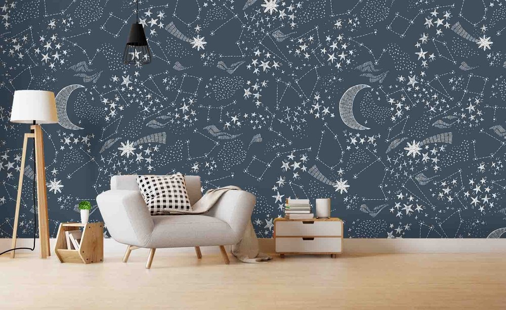 3D Space Constellation Moon Pattern Wall Murals Wallpaper Murals Wall Sticker