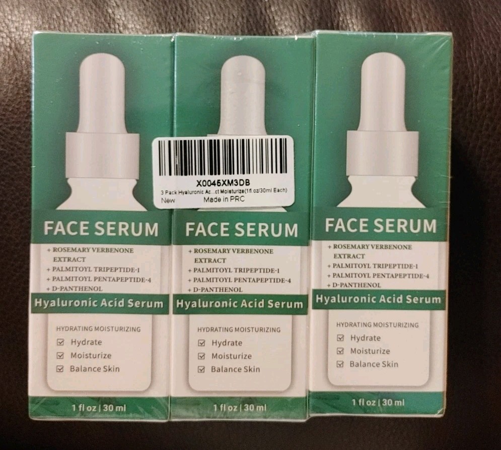 3-Pack 2% Hyaluronic Acid Face Serum with Rosemary Verbena Extract 1 fl oz each