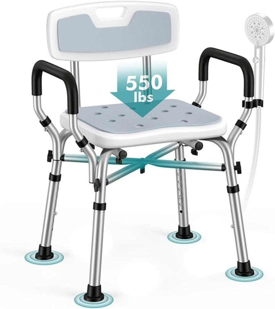 Elderly & Disabled Shower Chair with 550 lb Weight Capacity for Indoor Use
