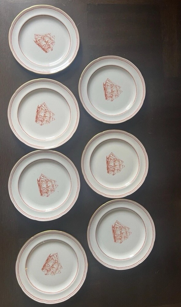 Spode Trade Winds Red Salad Plates 8” Set Of 7