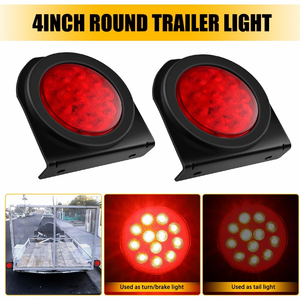 4-Inch 12V Red LED Bullet Marker Lights for Truck Trailer RV 2-Pack