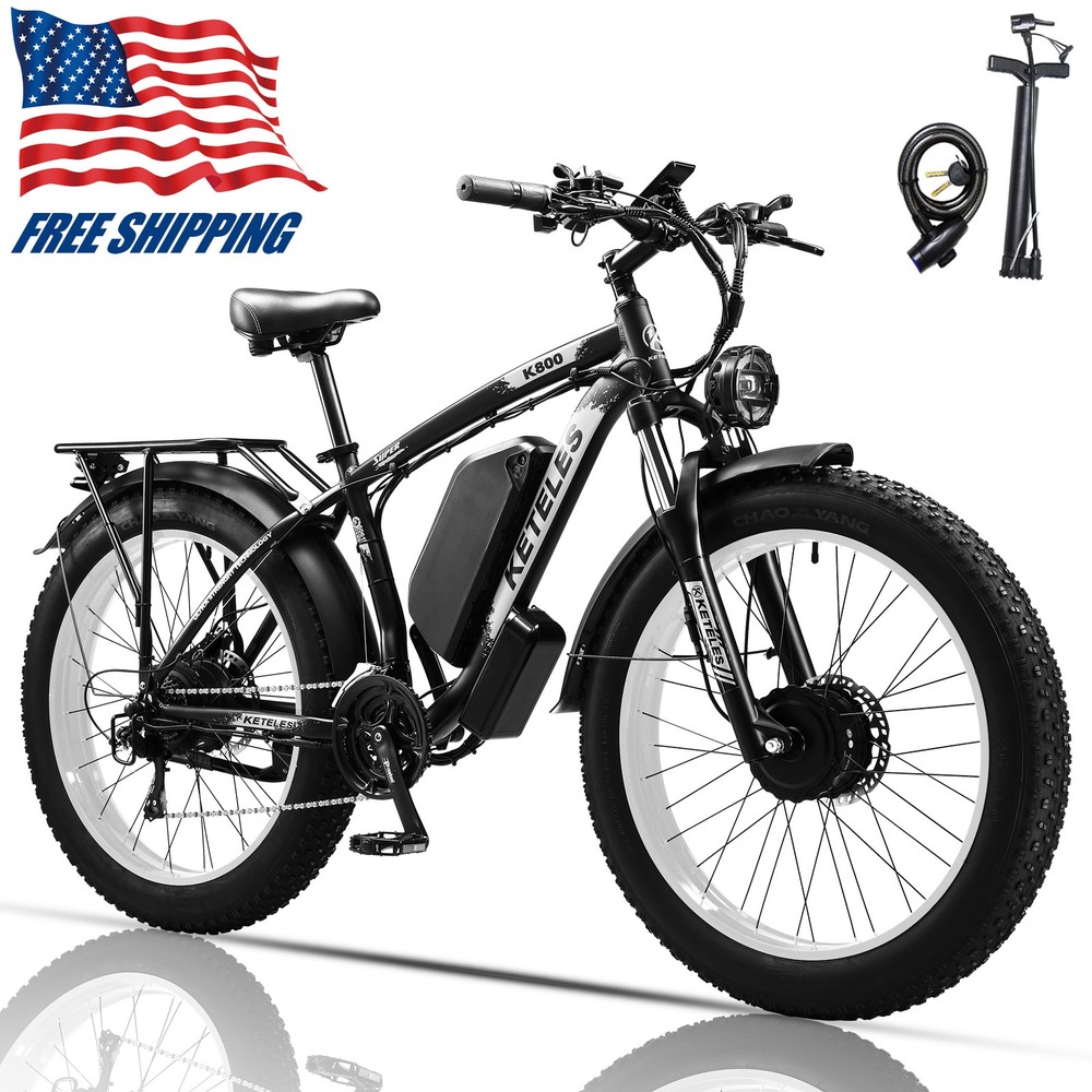 2000W K800 Electric Bike 26 Fat Tire 48V 23Ah Dual Motor 35MPH 21 Speed E-Bike